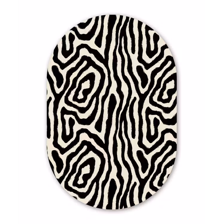 Muurovaal - Kunststof - Zebra - Zwart - Abstract — 3