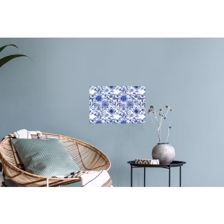 Muursticker - Bloemen - Blauw - Patroon - Wit — 4