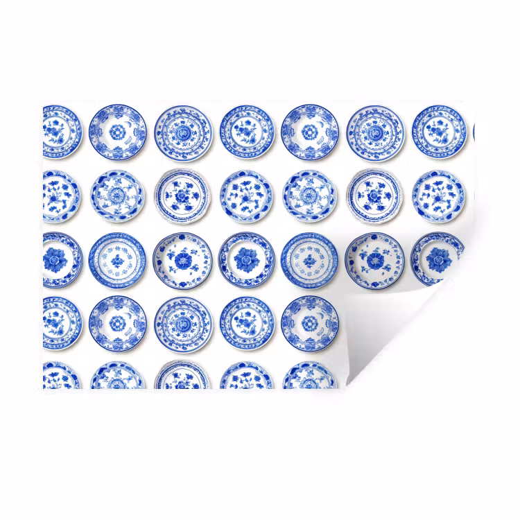Muursticker - Borden - Bloemen - Patroon - Blauw — 1