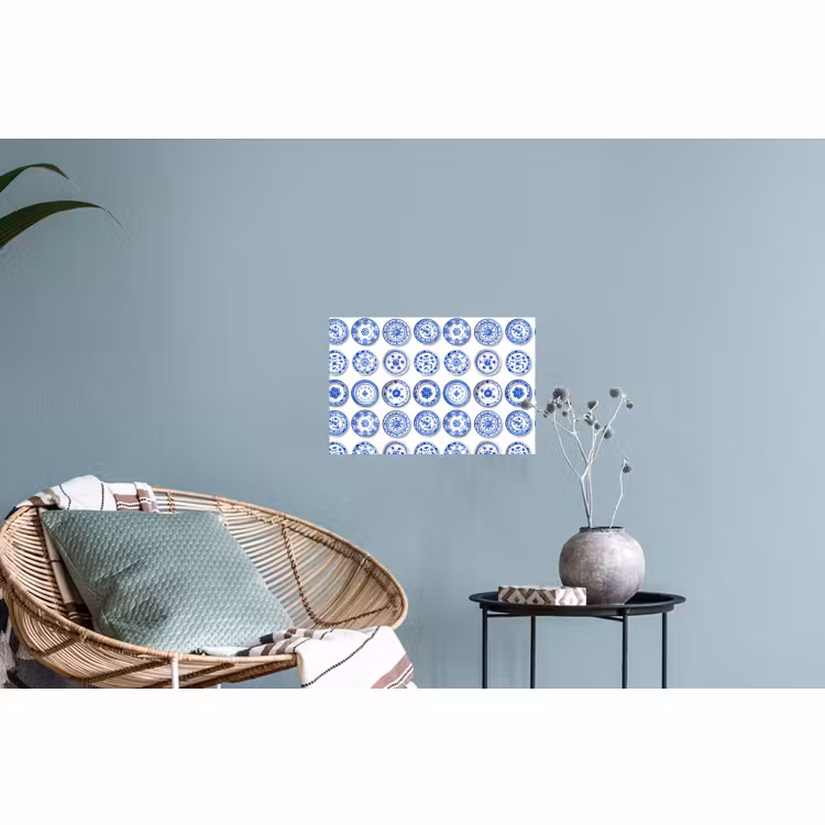 Muursticker - Borden - Bloemen - Patroon - Blauw — 4