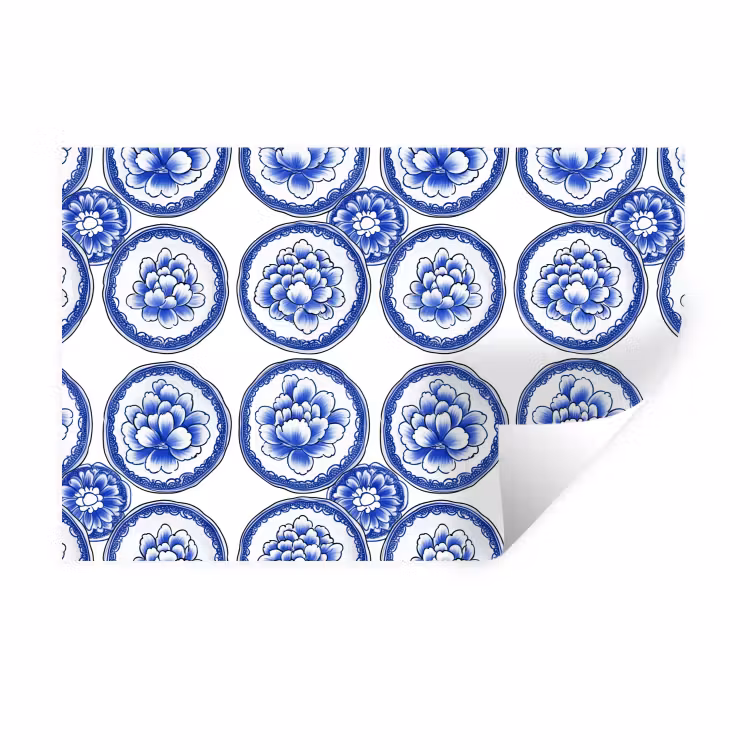 Muursticker - Cirkels - Bloemen - Blauw — 1