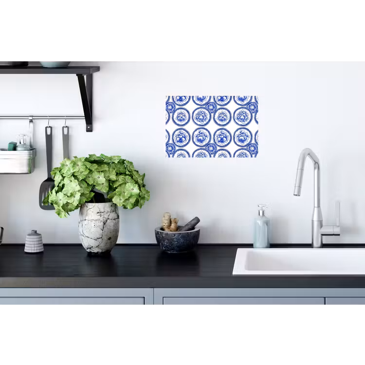 Muursticker - Cirkels - Bloemen - Blauw — 2