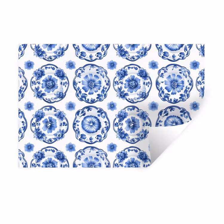 Muursticker - Sierborden - Bloemen - Blauw — 1