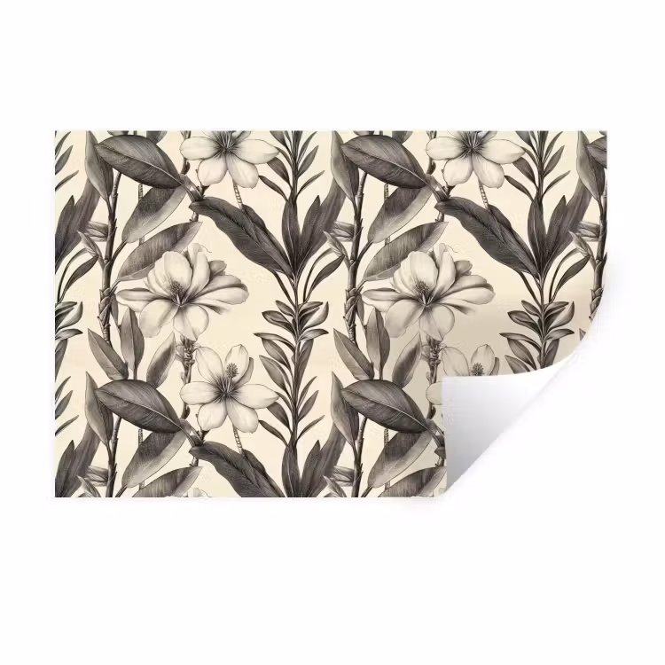 Muursticker - Klassiek - Botanisch - Zwart - Beige — 1