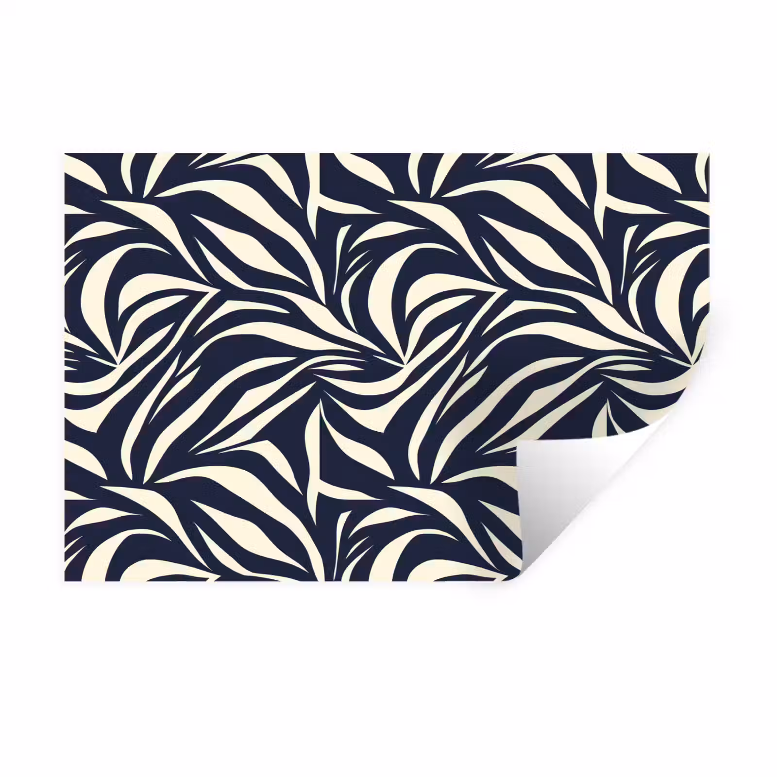 Muursticker - Bladvormen - Blauw - Patroon - Wit — 1