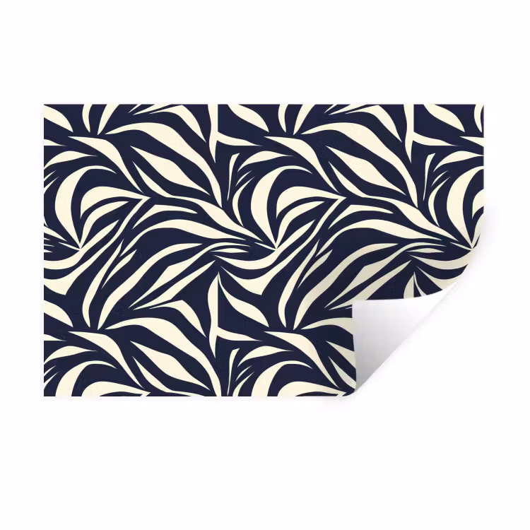 Muursticker - Bladvormen - Blauw - Patroon - Wit — 1