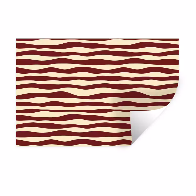 Muursticker - Golven - Rood - Patroon - Crème — 1
