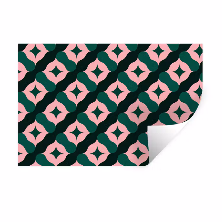 Muursticker - Groen - Roze - Retro - Sterren — 1