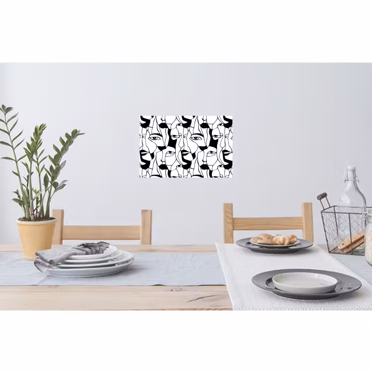 Muursticker - Lijnen - Gezichten - Zwart - Wit — 3