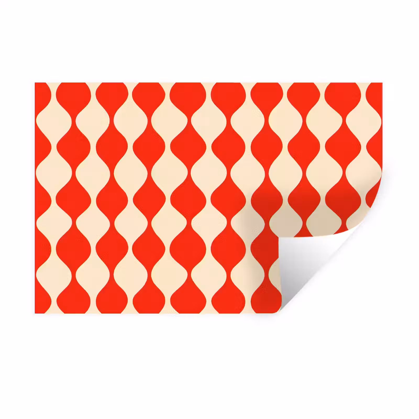 Muursticker - Golvend patroon - Retro - Rood - Beige — 1