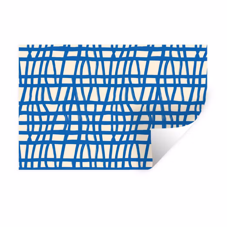 Muursticker - Ruitpatroon - Blauw - Crème — 1