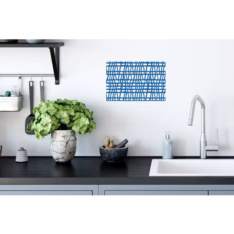 Muursticker - Ruitpatroon - Blauw - Crème — 2