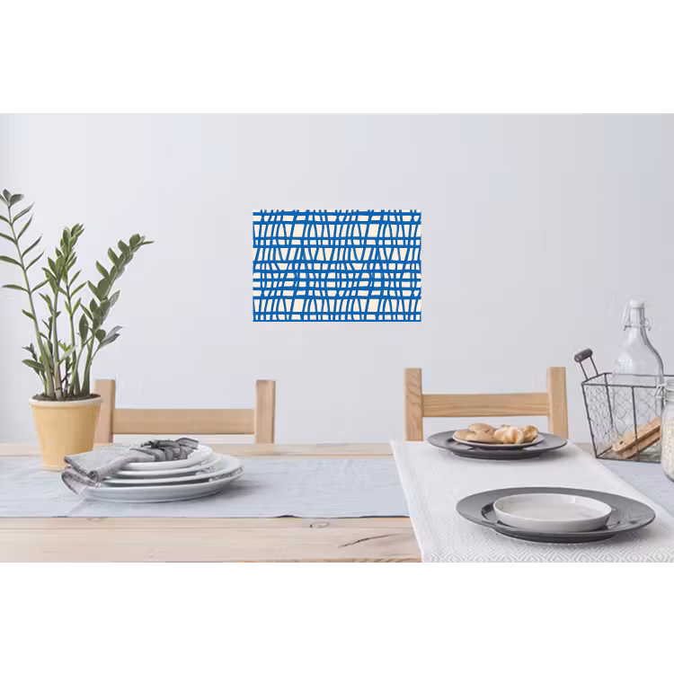 Muursticker - Ruitpatroon - Blauw - Crème — 3
