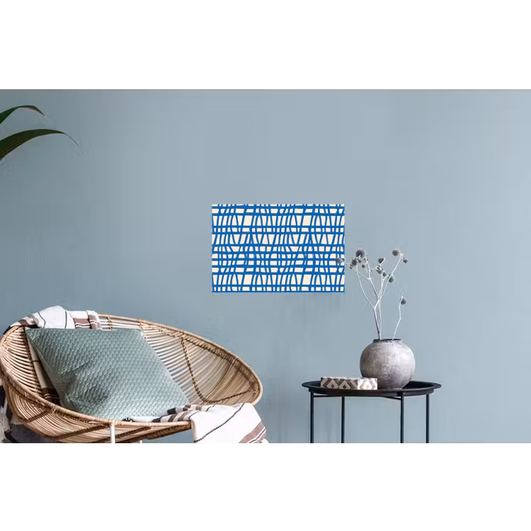 Muursticker - Ruitpatroon - Blauw - Crème — 4