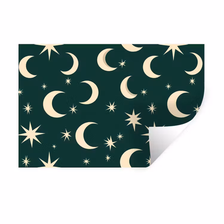 Muursticker - Manen - Sterren - Groen — 1