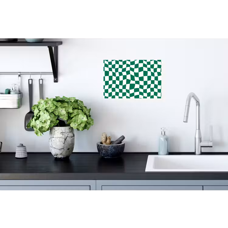 Muursticker - Schaakbord - Golvend - Groen — 2