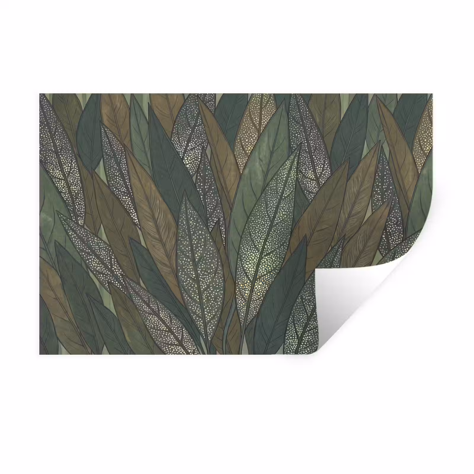 Muursticker - Bladeren - Patroon - Gestippeld - Natuur - Groen — 1