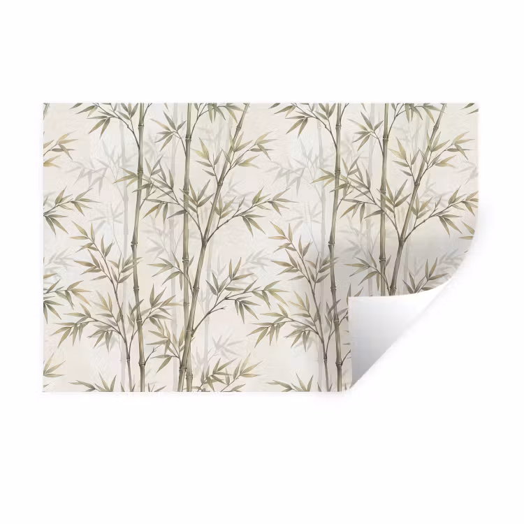 Muursticker - Bamboe - Bladeren - Natuur - Aquarel - Groen — 1