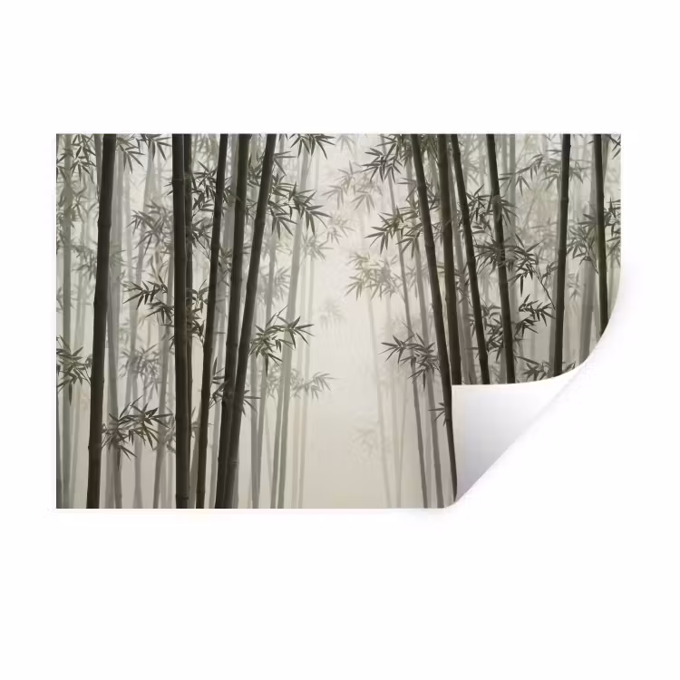 Muursticker - Bamboe - Bos - Mist - Natuur — 1