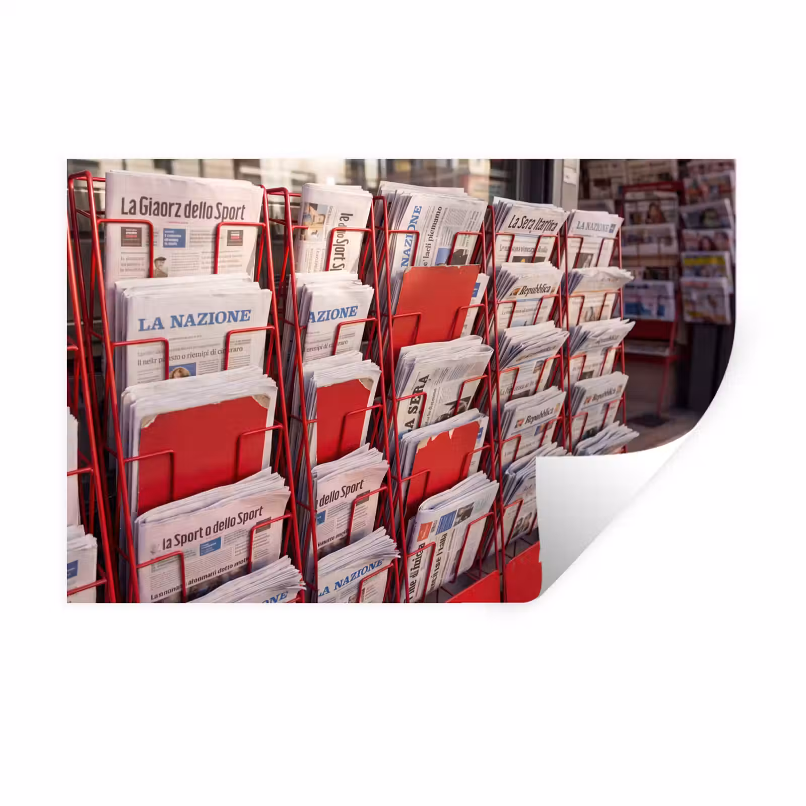 Muursticker - Kranten - Rek - Stedelijk - Dagelijks leven - Rood — 1