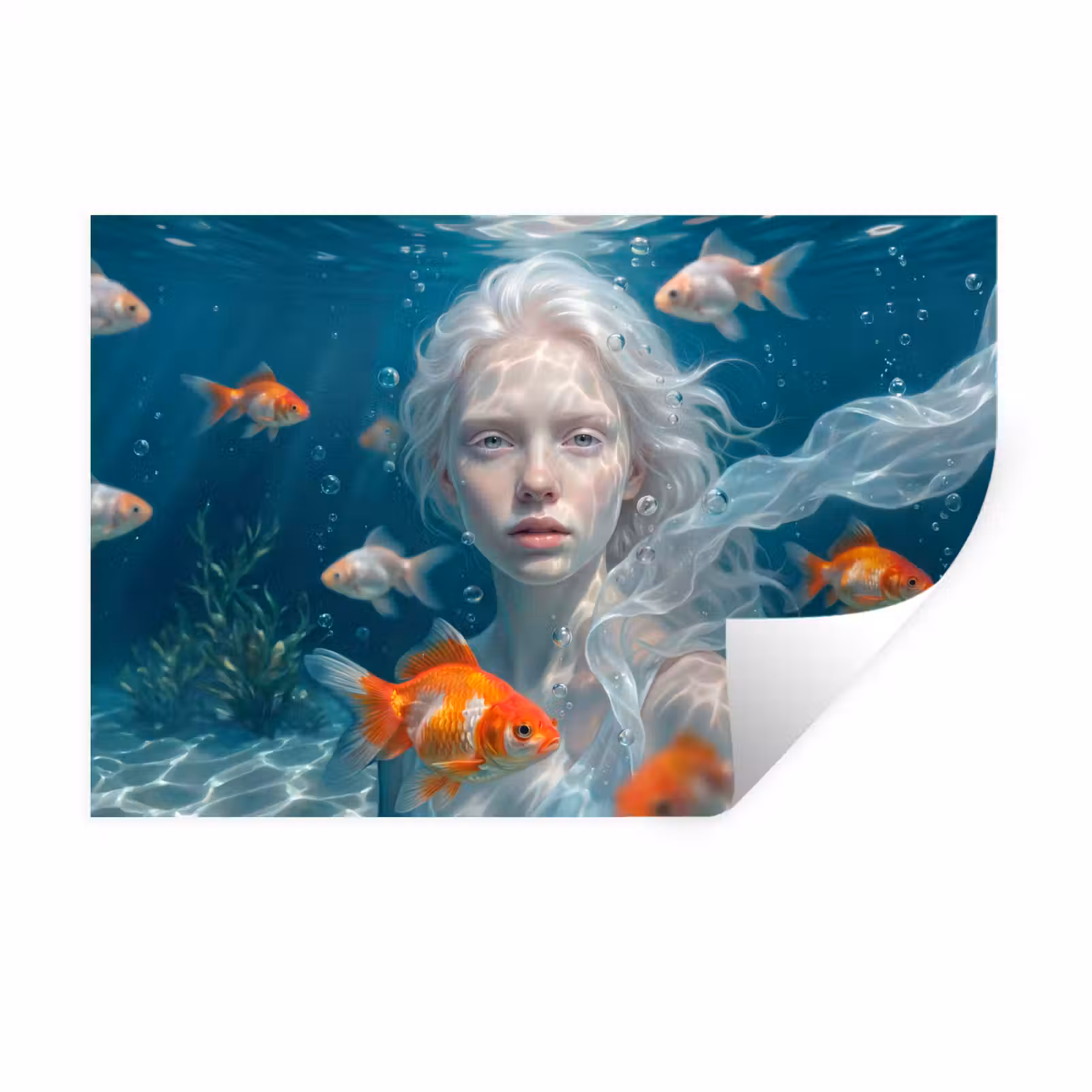 Muursticker - Mens - Onderwater - Vis - Modern - Blauw — 1