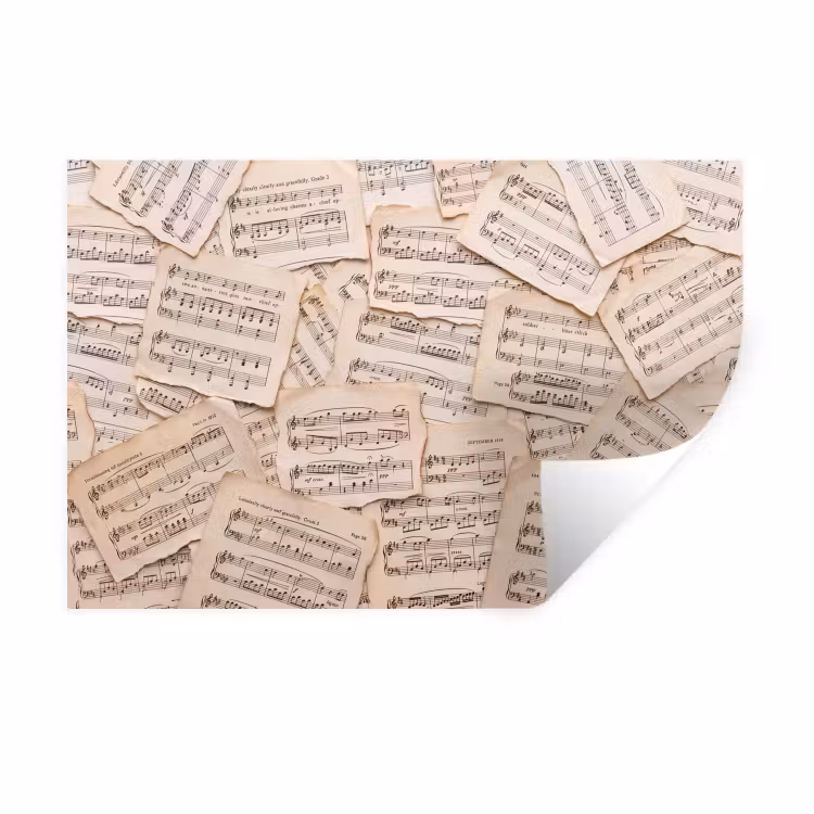 Muursticker - Bladmuziek - Oud - Noten - Vintage - Beige — 1