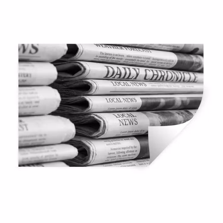 Muursticker - Krant - Stapel - Nieuws - Zwart-wit - Media — 1