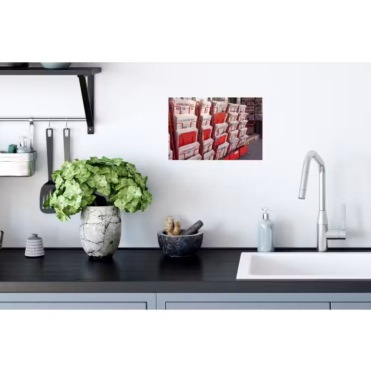 Muursticker - Kranten - Rek - Stedelijk - Dagelijks leven - Rood — 2