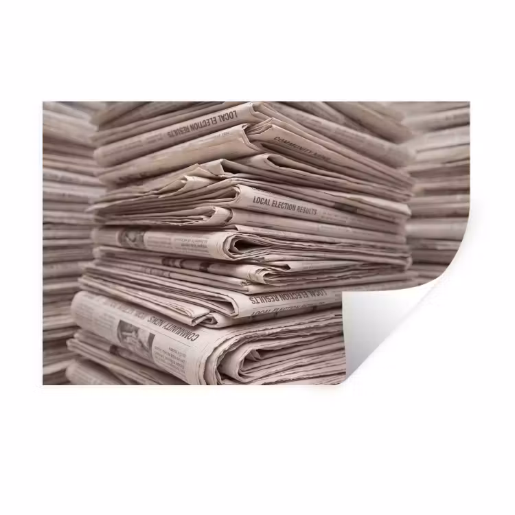 Muursticker - Kranten - Stapel - Nieuws - Vintage - Beige — 1