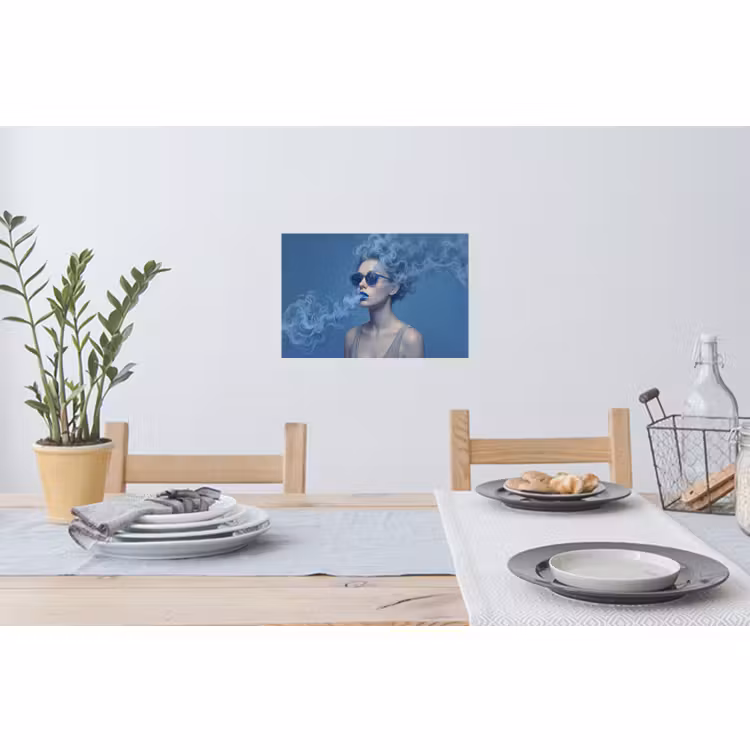 Muursticker - Portret - Zonnebril - Rook - Abstract - Blauw — 3