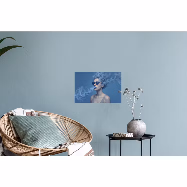 Muursticker - Portret - Zonnebril - Rook - Abstract - Blauw — 4