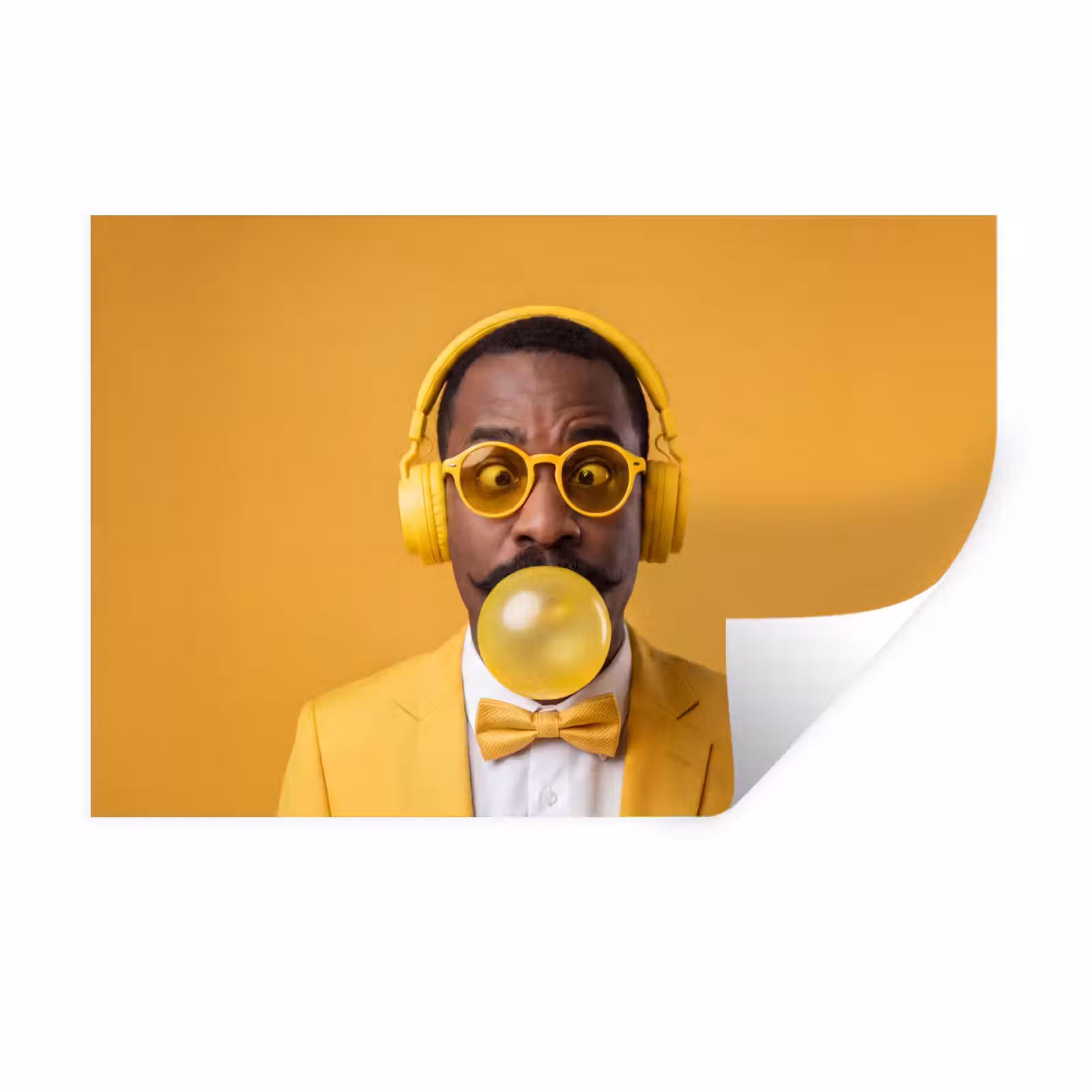 Muursticker - Man - Bubblegum - Portret - Geel - Modern — 1