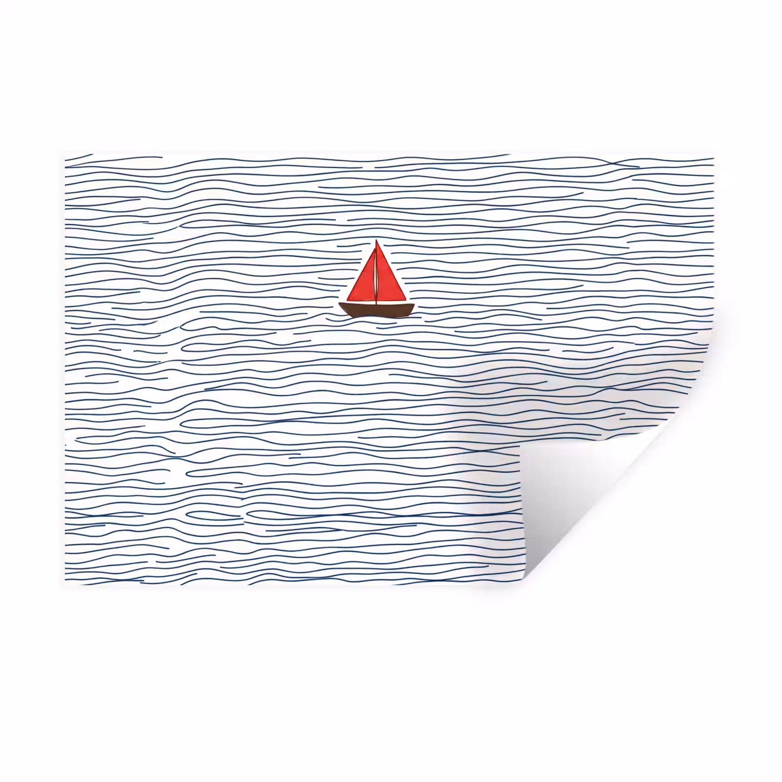 Muursticker - Boot - Water - Rood - Illustratie - Minimalistisch — 1