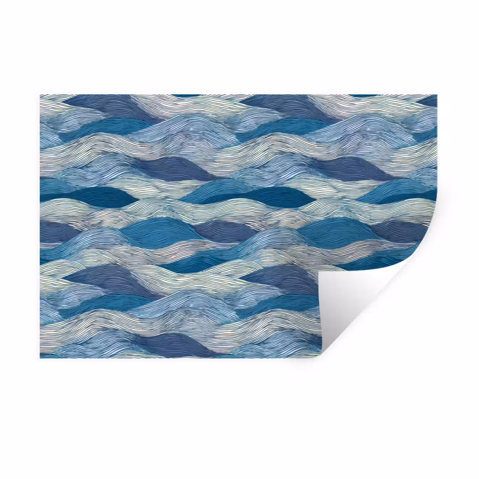 Muursticker - Getekend - Blauw - Wit - Golvend - Streepjes — 1