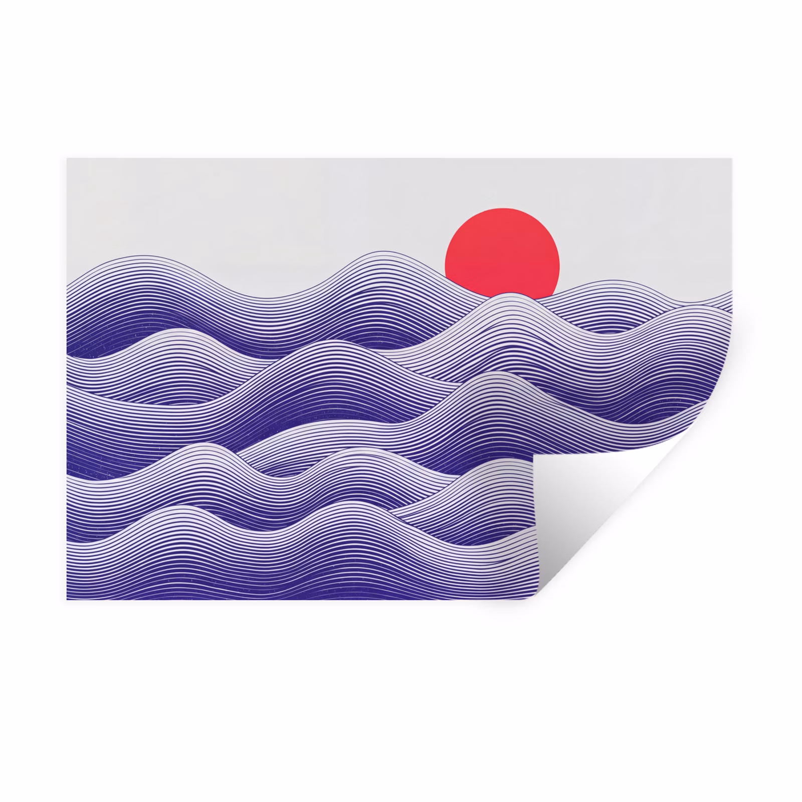 Muursticker - Golven - Zon - Natuur - Abstract - Rood — 1
