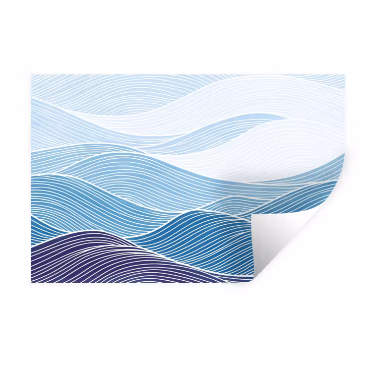 Muursticker - Abstract - Golven - Patroon - Blauw - Modern — 1