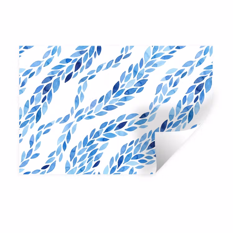 Muursticker - Bladeren - Aquarel - Patroon - Modern - Blauw — 1