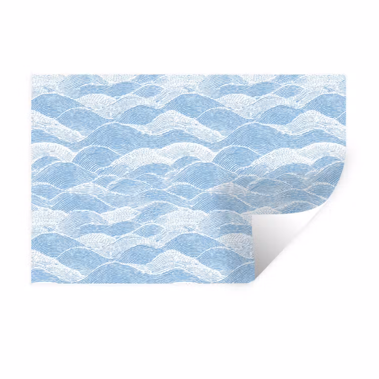 Muursticker - Blauw - Wit - Golven - Getekend — 1