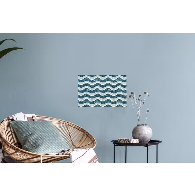 Muursticker - Blauw - Wit - Mozaïek - Golvend — 4