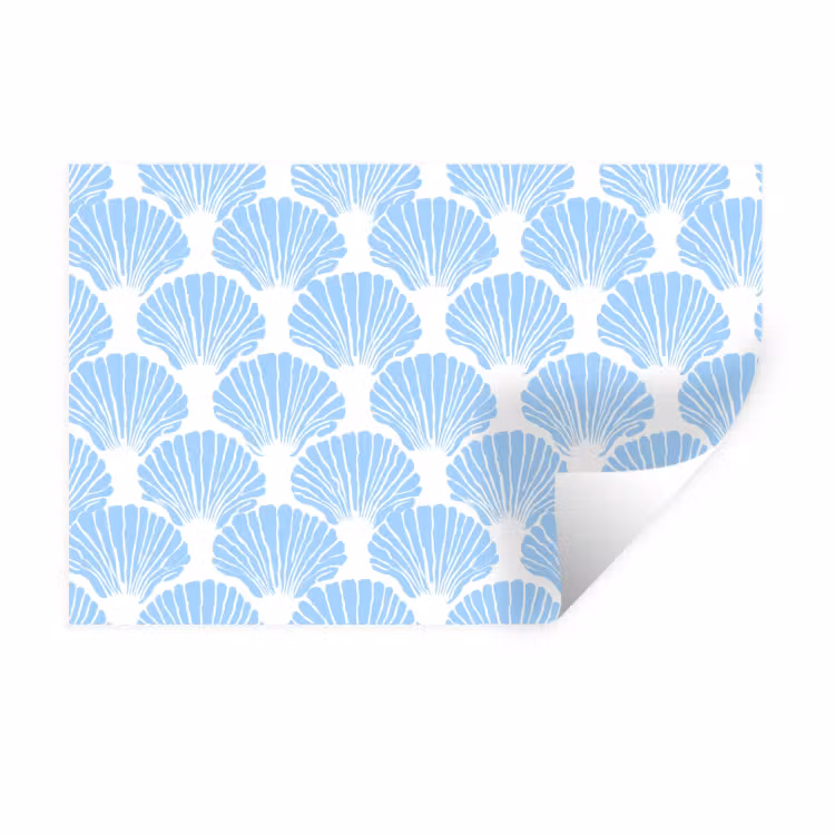 Muursticker - Blauw - Wit - Schelpen - Grafisch - Structuur — 1