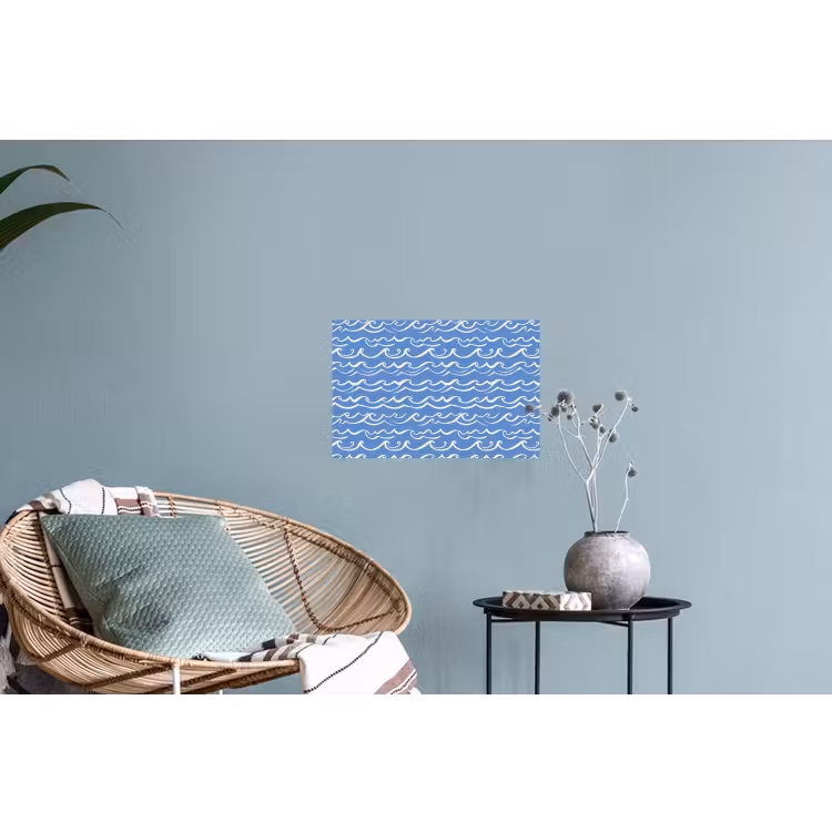 Muursticker - Blauw - Wit - Simpel - Getekend - Golven — 4