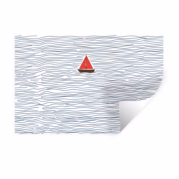 Muursticker - Boot - Water - Rood - Illustratie - Minimalistisch — 1