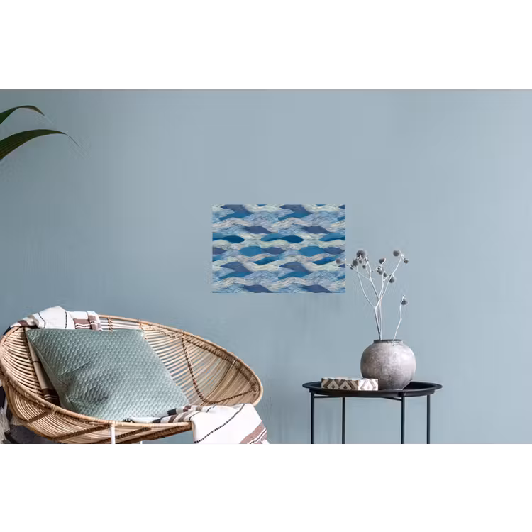 Muursticker - Getekend - Blauw - Wit - Golvend - Streepjes — 4