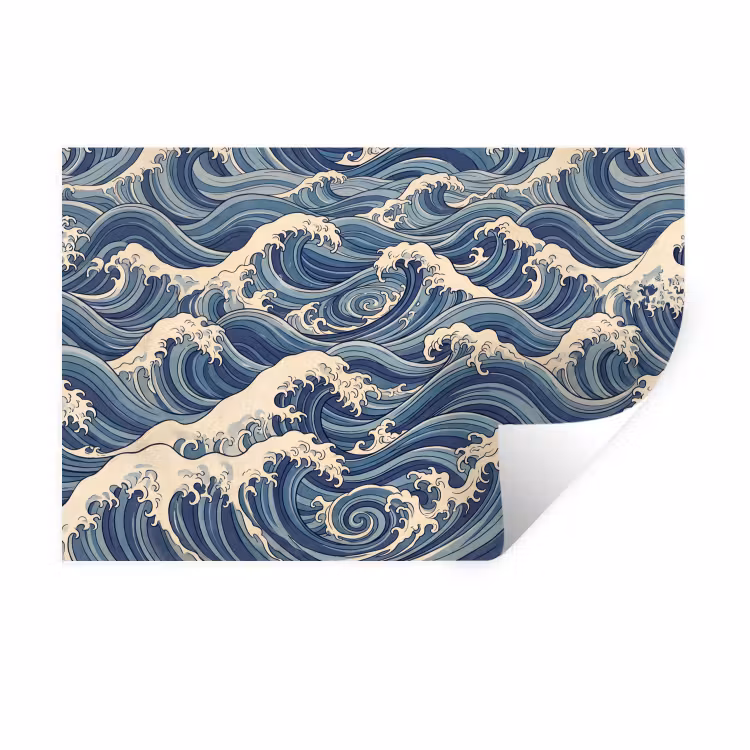 Muursticker - Golven - Zee - Natuur - Abstract - Blauw — 1