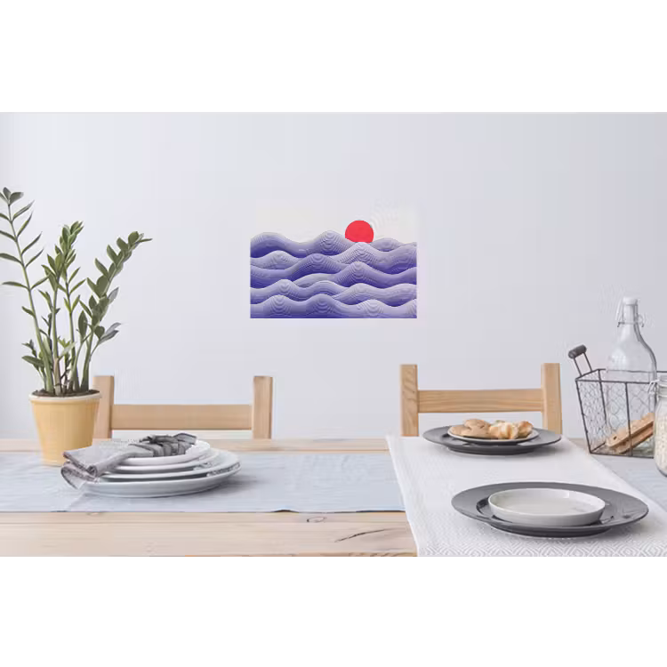 Muursticker - Golven - Zon - Natuur - Abstract - Rood — 3