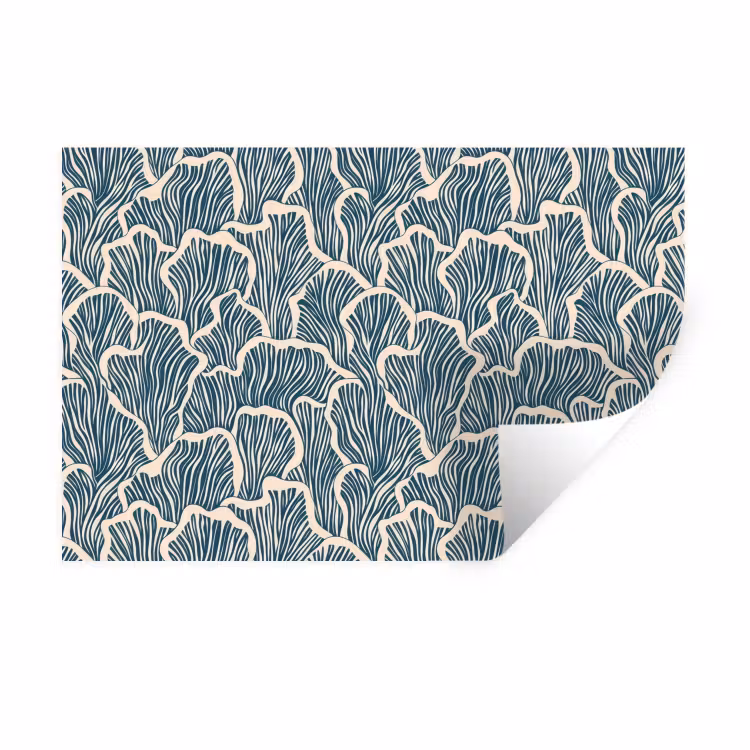 Muursticker - Organisch - Blauw - Crème - Schelpen — 1