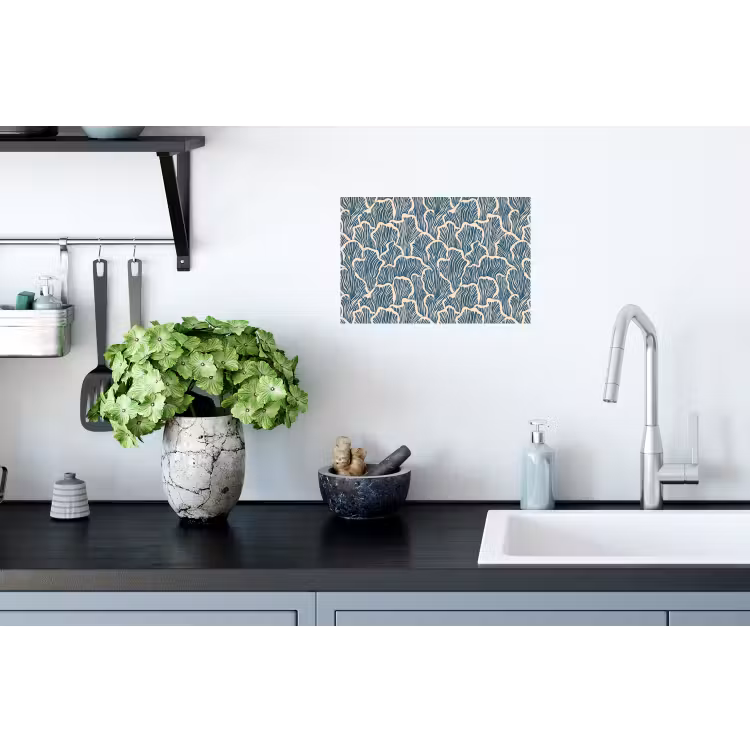 Muursticker - Organisch - Blauw - Crème - Schelpen — 2