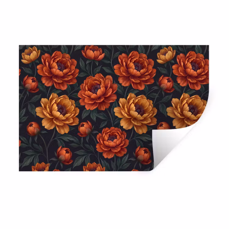 Muursticker - Bloemen - Bladeren - Natuur - Modern - Oranje — 1