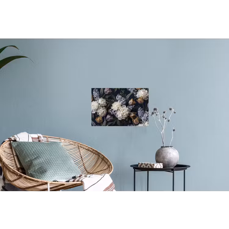 Muursticker - Bloemen - Donker - Elegant - Natuur - Wit — 4