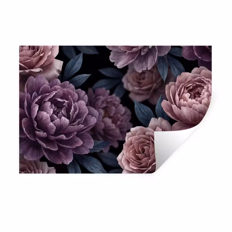 Muursticker - Bloemen - Patroon - Donker - Botanisch - Paars — 1